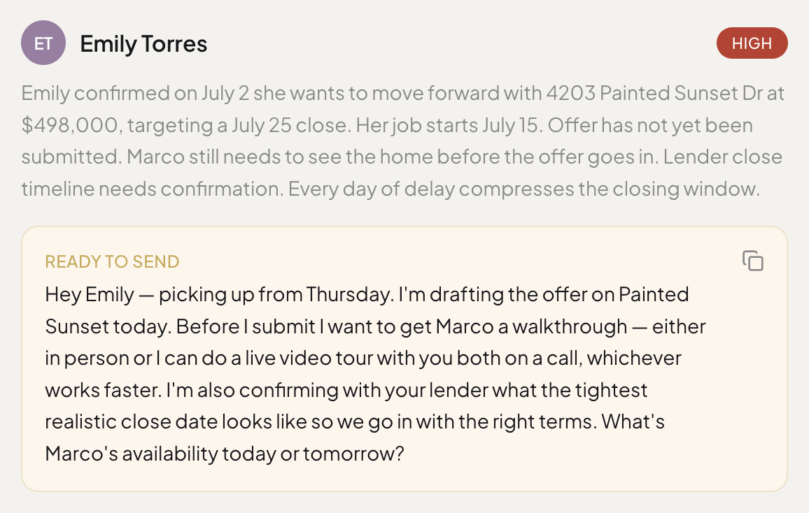 Edge follow-up draft for a high-urgency client update